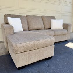 Tan Reversible Living Spaces Sectional Couch Sofa