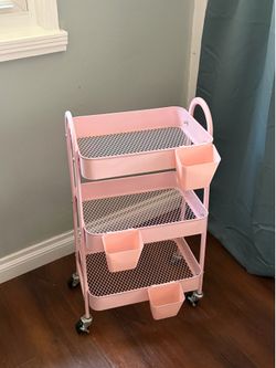 3 tier metal cart pink