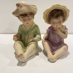 Vintage Porcelain Boy and Girl Figurines