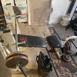 Weight Bench With Weights And Rod