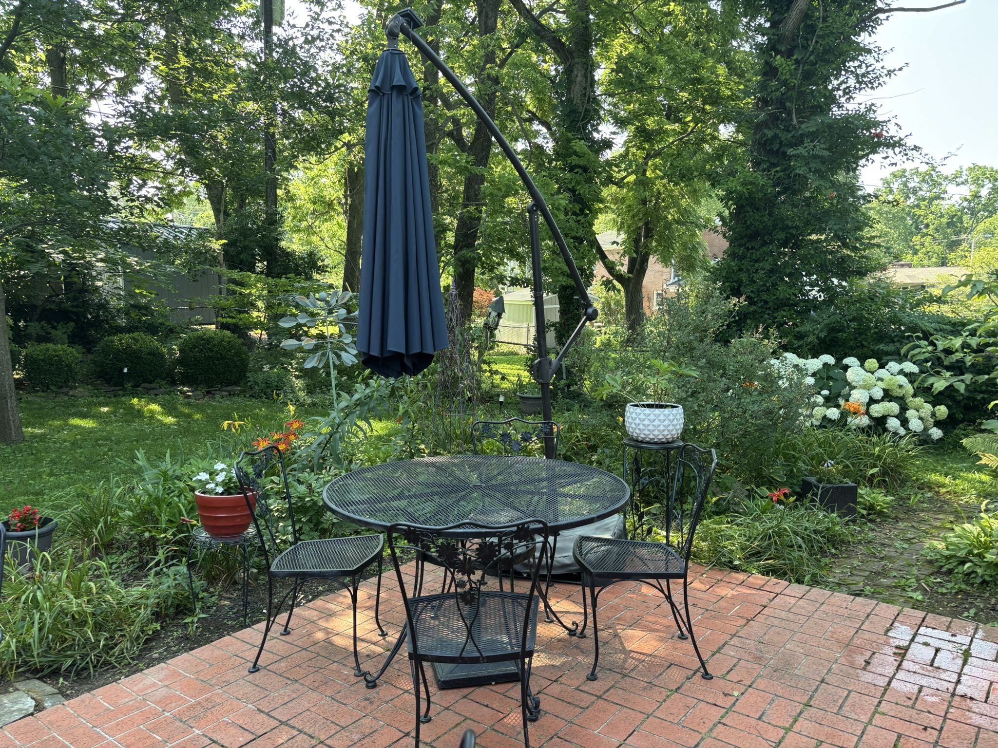 Wrought iron table and four chairs $150
