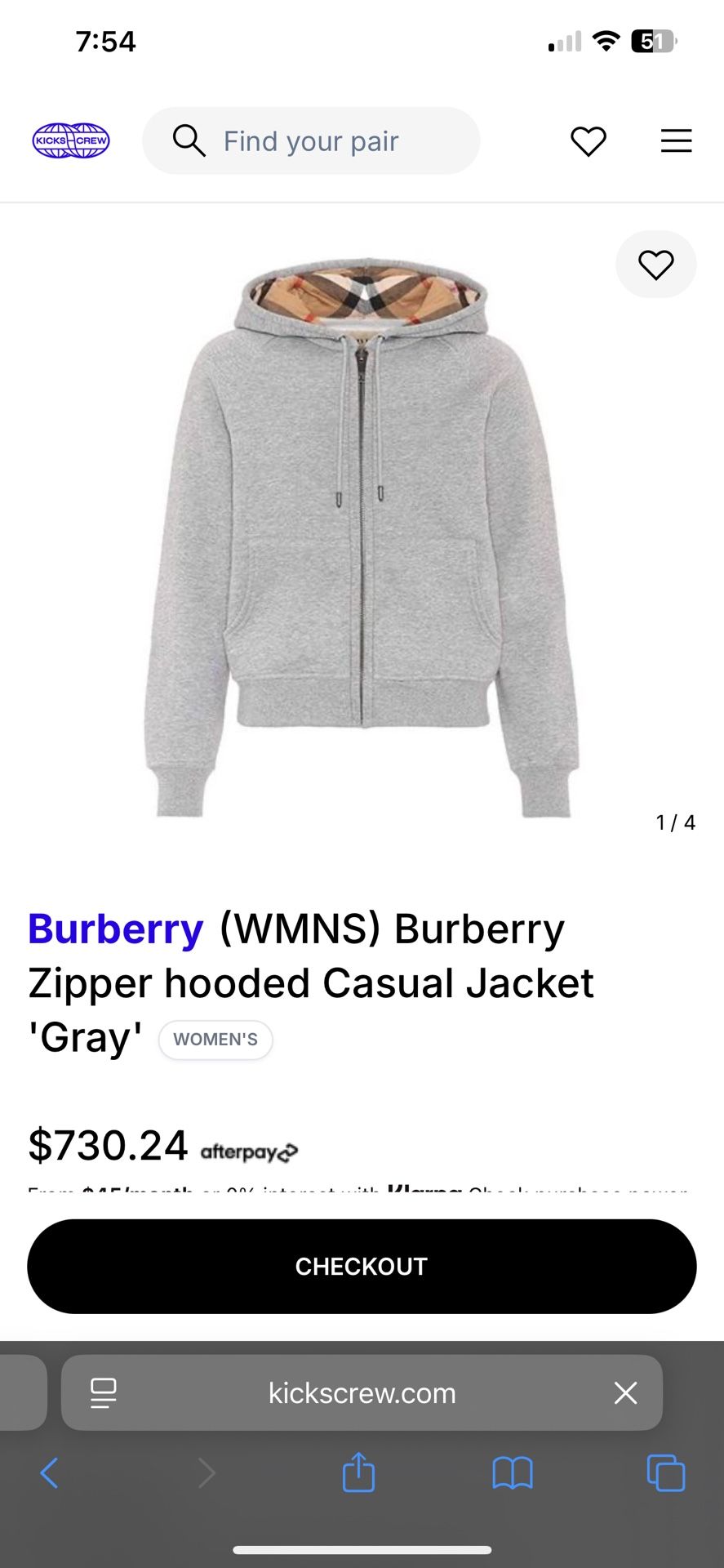Burberry Zip Up Hoodie