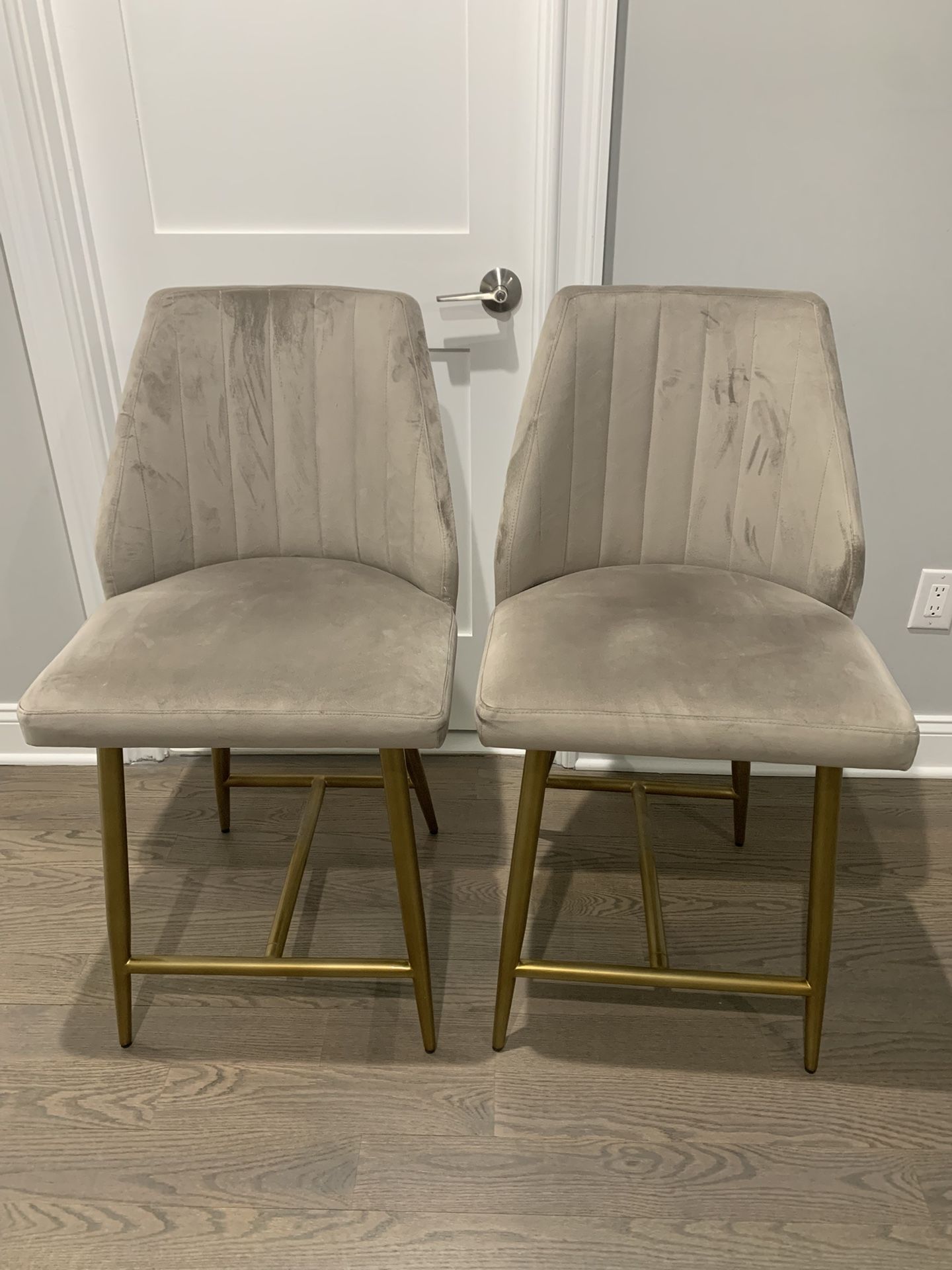 Two Suede High Top Chairs