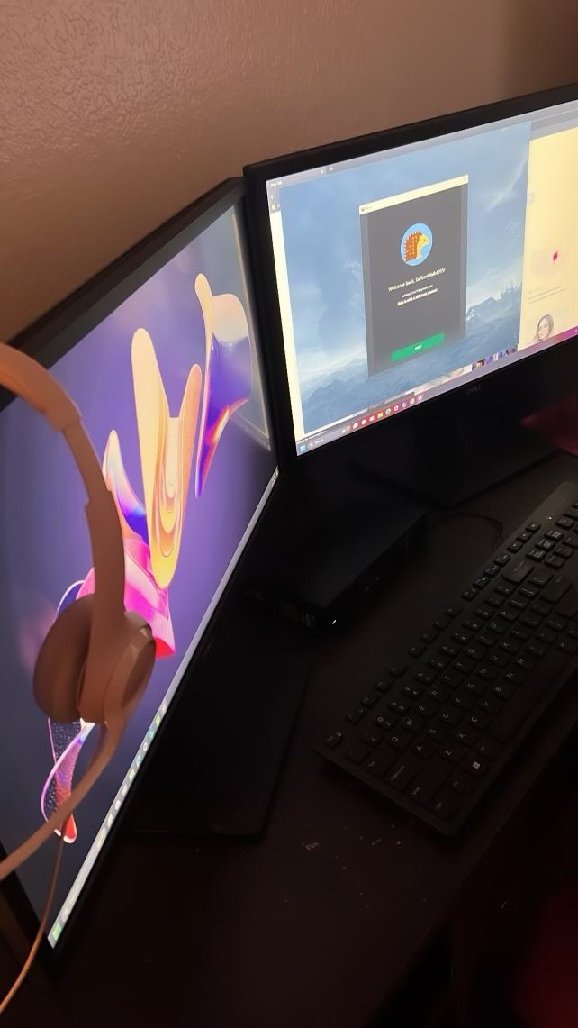 Two Monitors Modem And mouse