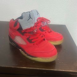 Air Jordan 5 Retro 'Raging Bull' Red Suede Sneakers