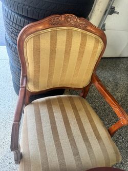 French Provincial Carved Wood Upholstered Chair