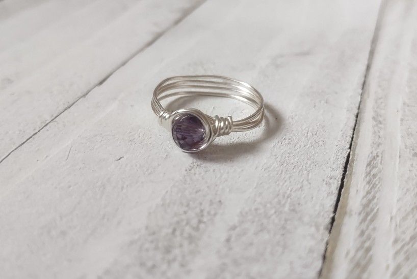 Wire Wrapped Crystal Bead Ring