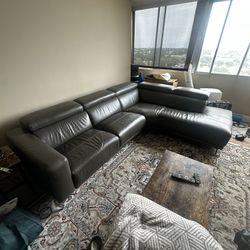 Grey Leather Couch 