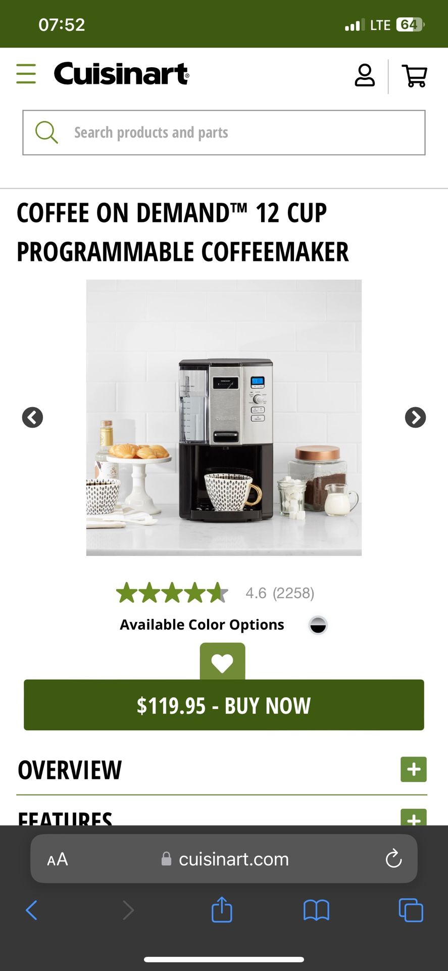 Cuisinart 12 Cup Coffee On Demand Programmable Coffeemaker