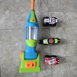 Toy Vacuum + Musical Motorcycle + Firetruck + Police Car 