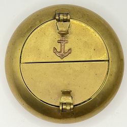 VINTAGE NAUTICAL BRASS ASHTRAY ~ CIGAR CIGARETTE TOBACCO ANCHOR