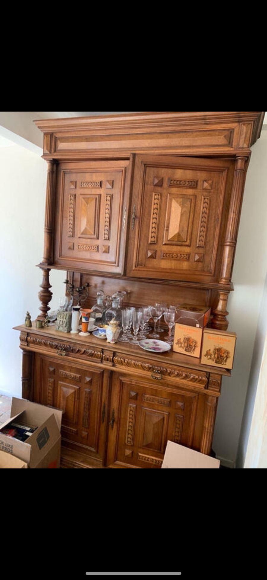 Antique Dish Cabinet / Hutch Only 100