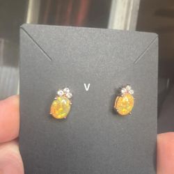 Cubic Zirconia Opal Earrings