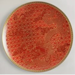 4 Williams Sonoma Lunar - Dragon Dinner Plates - Red Set of 4, 10 3/4” DNEW