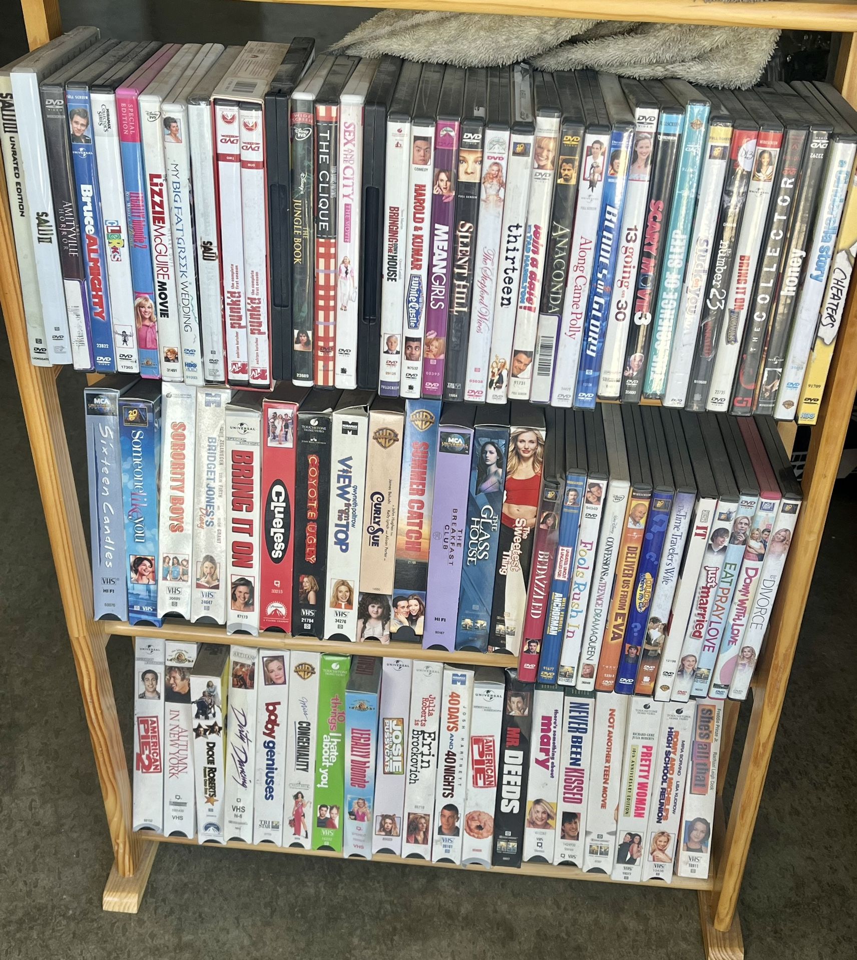 Lot Of Dvd/ VHS Movies And Stand 