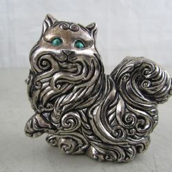 The Franklin Mint Curio Cabinet Art Nouveau Metal Cat Rare


