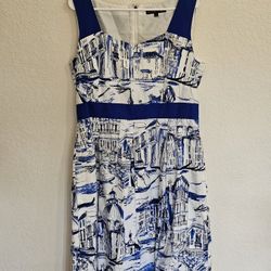 Preston and York Size 12 Dress Venice Italy Blue Sun Casual Dinner Party Elegant Short Sleeveless