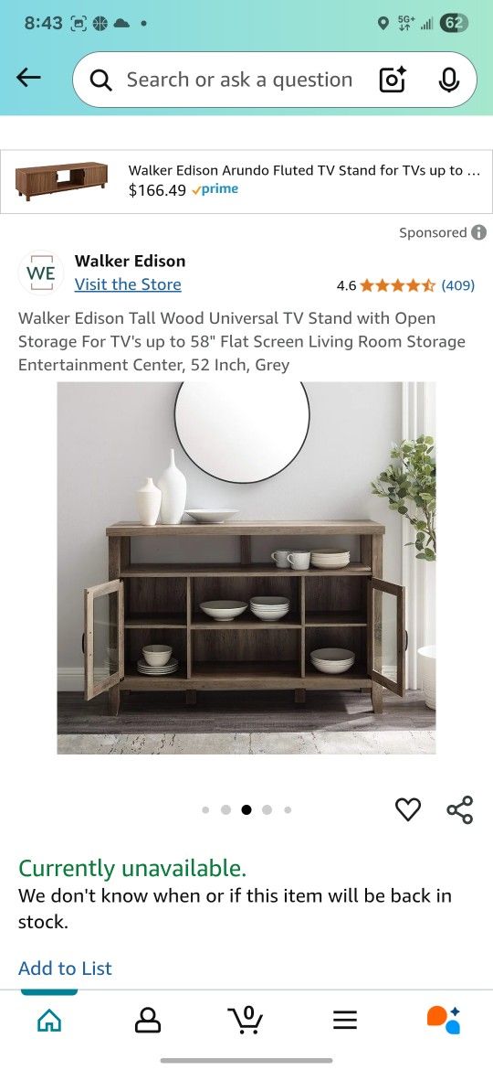Tv Stand. Walker Edison Tall Wood Universal TV Stand With Open Storage