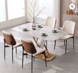 Dining Chair Set of 2/Mid Century Modern Upholstered Dining Chairs with Curved Backrest, Armless PU Leather Dining Chair for Living Room Kitchen, Whi