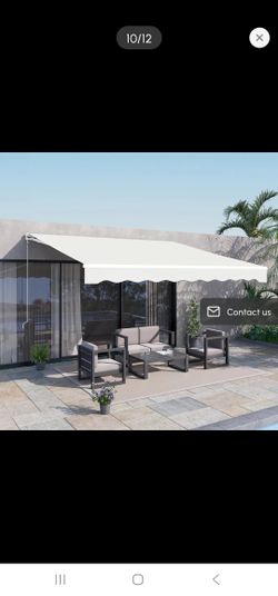 AOS9M Outsunny 12' X 10' Electric Retractable Patio Awning - Cream WHITE