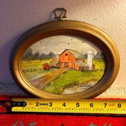 CUADRO ANTIGUO DE MADERA Y CRISTAL 