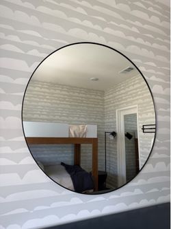 Large Round Black Framed Wall Mirror