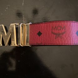 Red MCM Claus M Reversible Logo Belt