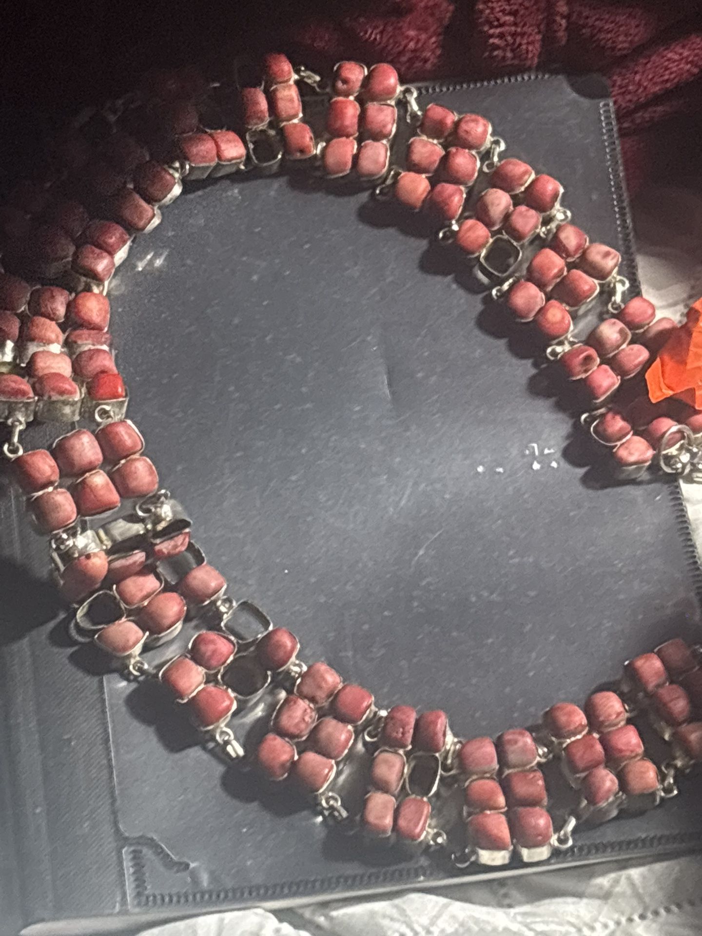 Red Coral And Sterling Silver Belt 