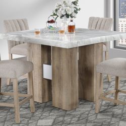 Natural Beige Counter Height Dining Set