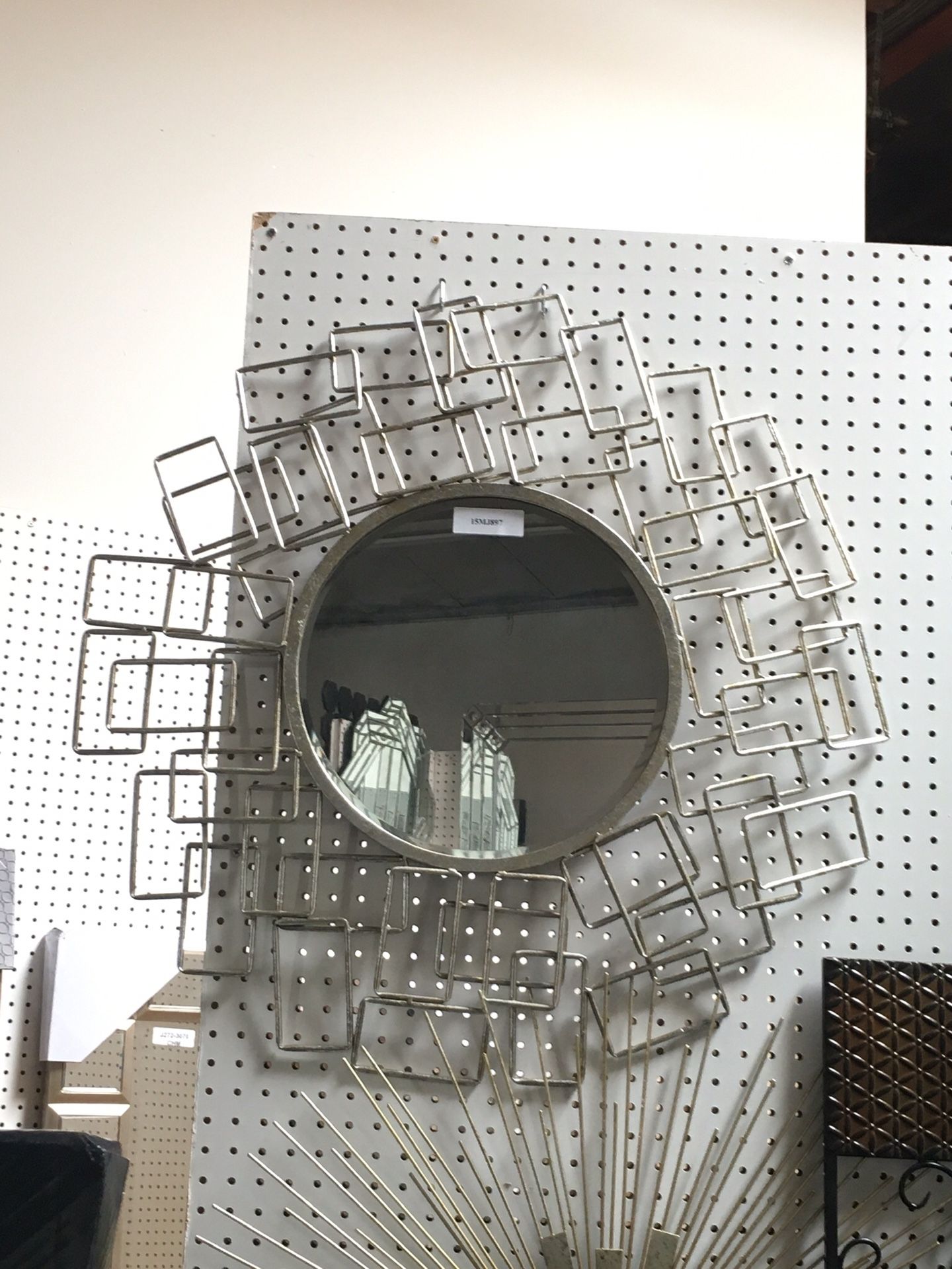 ELEGANT METALLIC ART MIRROR. 30 INCH WIDE. NEW.