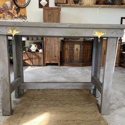 Rustic Kitchen Island For Outdoor Or Cottage Space. Perfect For Food Prep Or Serving. Enough Room For 2 Barstools.
