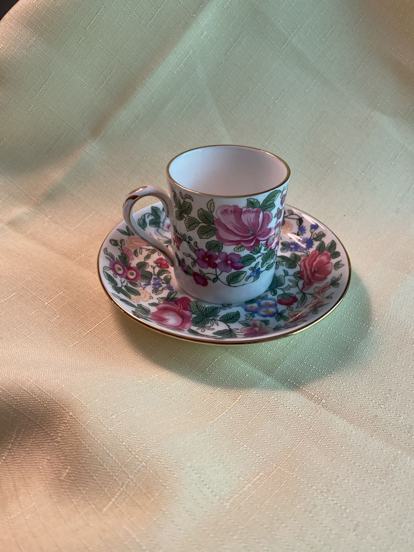 Crown: Staffordshire England Fine Bone China Teacup and Saucer 