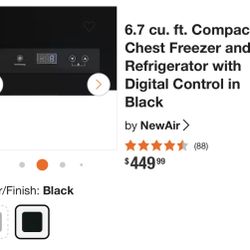 6.7 cu. ft. Compact Chest Freezer and Refrigerator with Digital Control