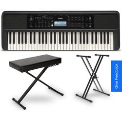 Yamaha PSRE383 61-Key Portable Keyboard Essentials Bundle