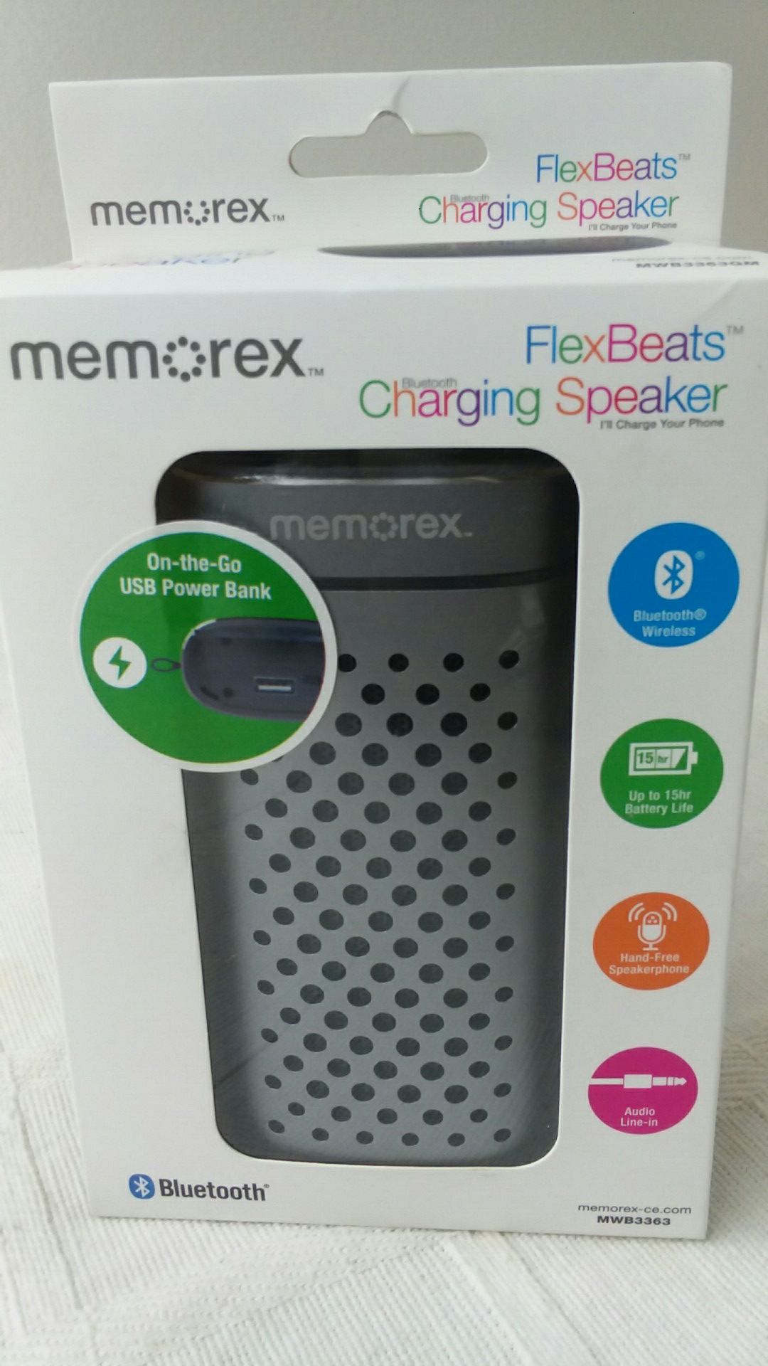 New Sealed Memorex - Flex beats MWB3363 Charging Portable bluetooth speaker.