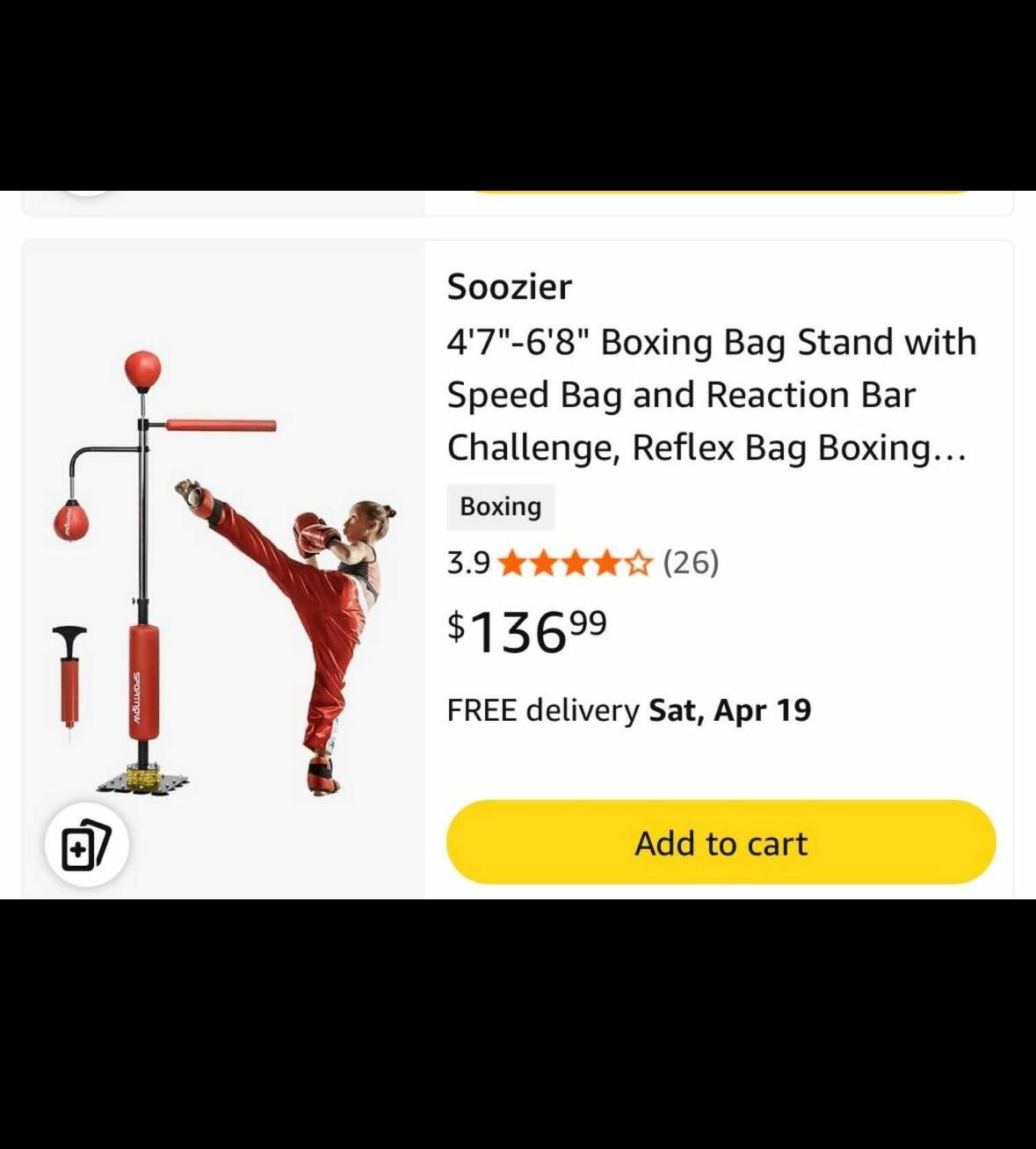New Soozier Boxing Bag Stand