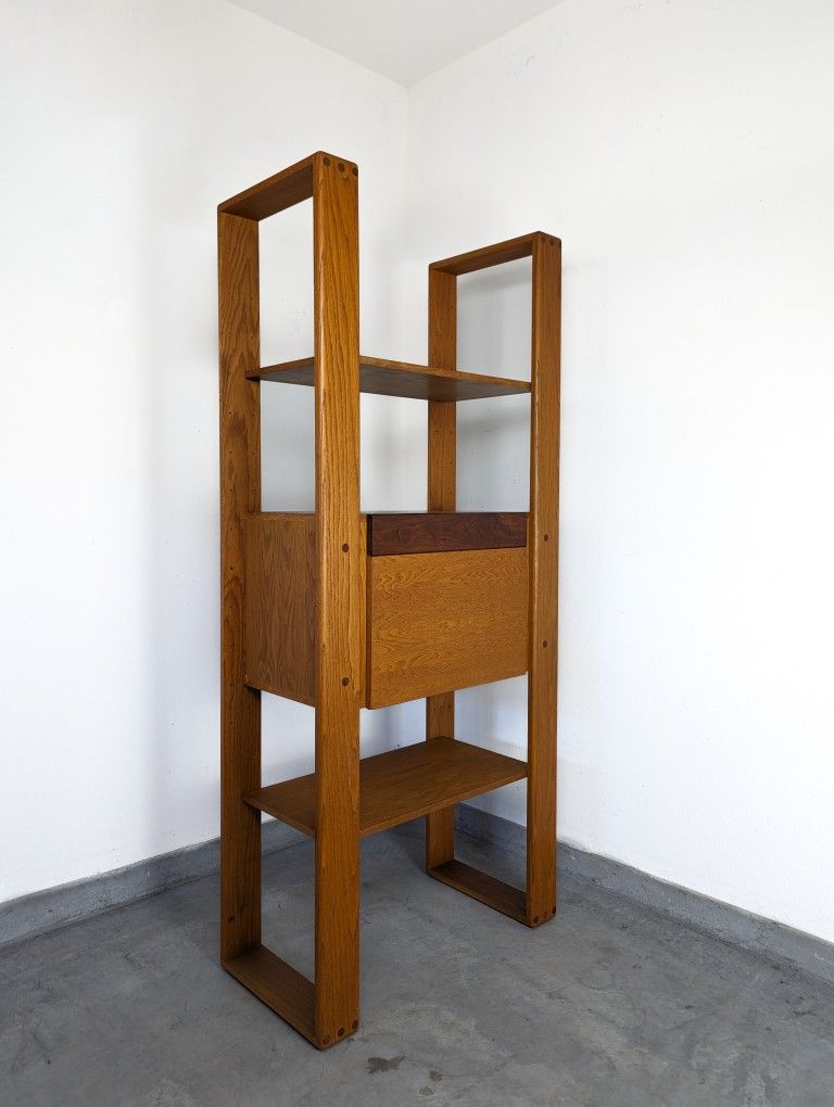 Vintage Postmodern Oak Cabinet Modular Shelf By Lou Hodges, c1970s