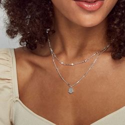 Clove Multi Strand Necklace in Bright Silver