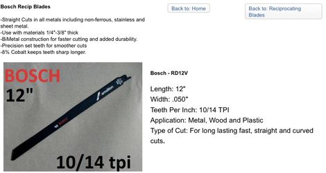 12 inch metal blades