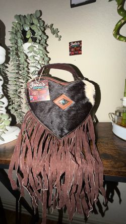 Cowhide heart purse