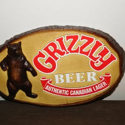 GRIZZLY Canadian Beer Advertising Bar Sign