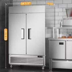Commercial Stainless Steel 2-Door Reach-In Freezer