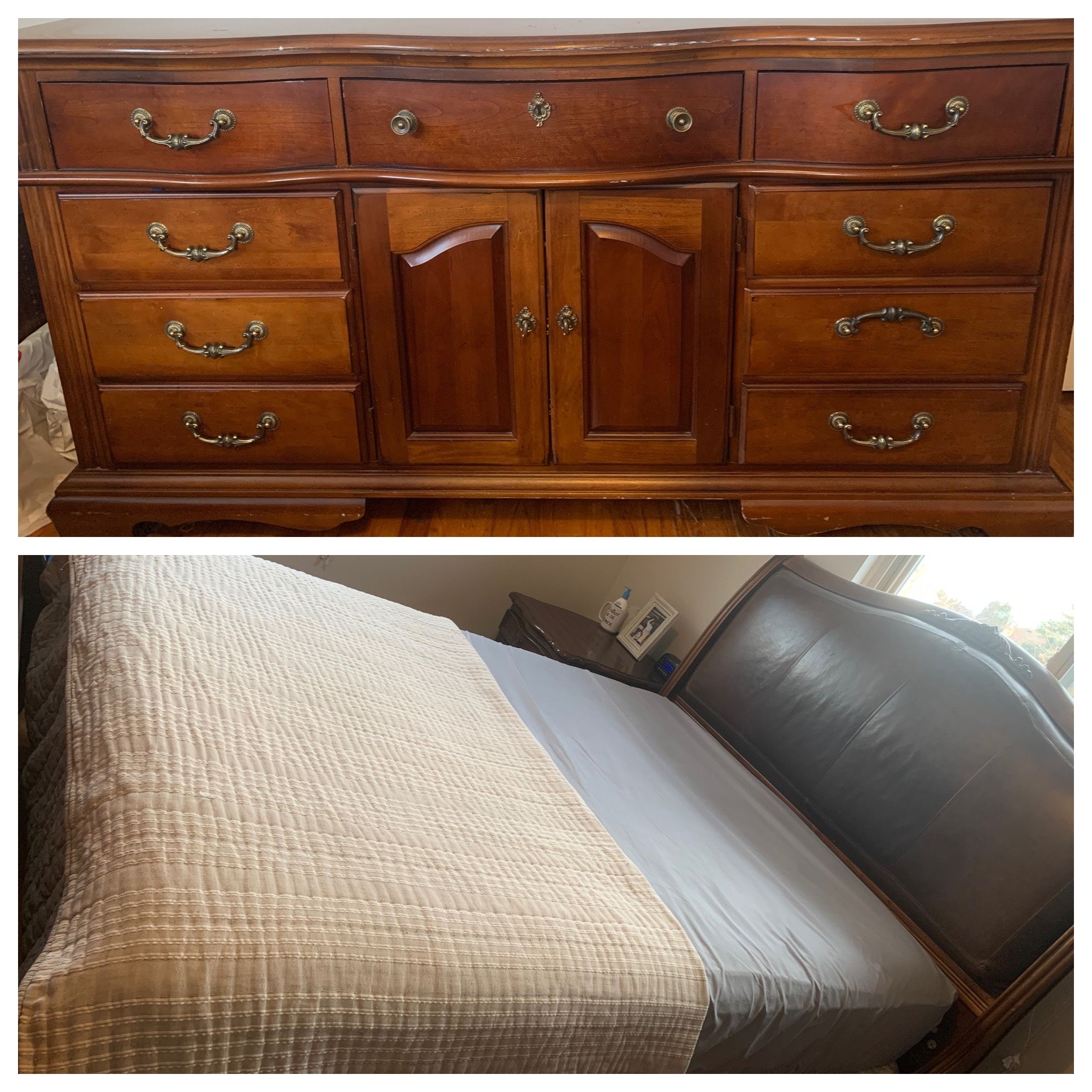 Queen Sleigh Bedroom Set Solid Wood