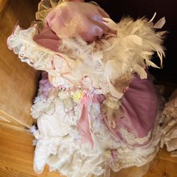 3’ Porcelain doll from 1900 southern plantation 