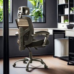 New Ergonomic High Back Executive Desk Chair for Home Office with Adjustable Headrest, Mesh Computer Chair with Retractable Footrest and Lumbar Suppor