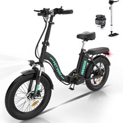Electric Bike, 20" Fat Tire E Bike 750W 20MPH Removable Folding Electric Bike, 48V/14Ah Battery 55-120KM, Mountain Bike Snow Beach Bicycle with Shiman