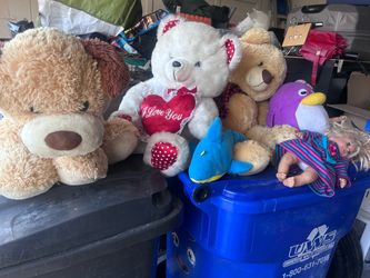 Mixed Lot of Stuffed Animals and Baby Doll