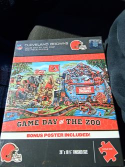CLEVELAND BROWNS 500 Piece Puzzle, Game Day At The Zoo - New
