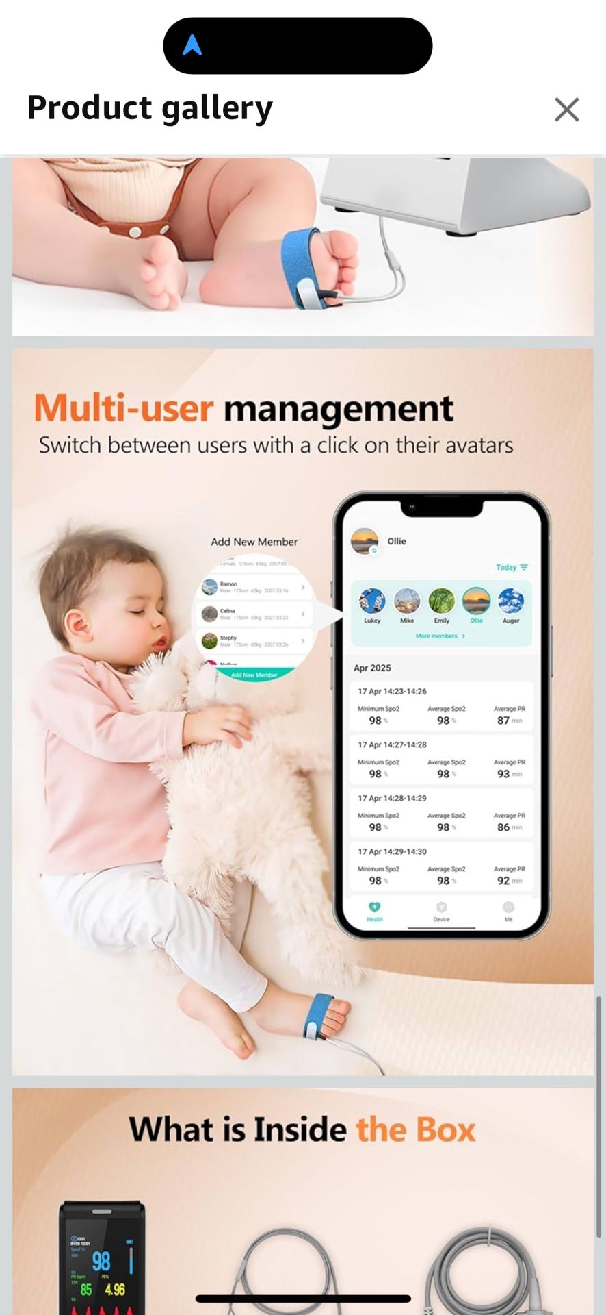 HealthTree Infant Handheld Pulse Oximeter Oxygen Monitor Fingertip for Adult Baby, Rechargeable Oximeter with Overnight Continuous, Alarm