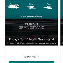 Miami Formula 1 Tickets (2 For Turn 1 Grandstand!)